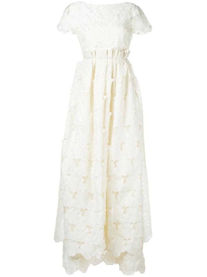 Rochas Lace Maxi Dress, Women's, Size: 42, Nude/neutrals, Silk