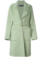 Rochas Belted Trench Coat, Women's, Size: 44, Green, Angora/virgin Wool