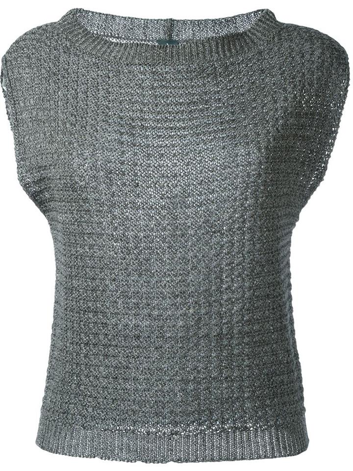 Eleventy Knitted Top, Women's, Size: S, Grey, Linen/flax