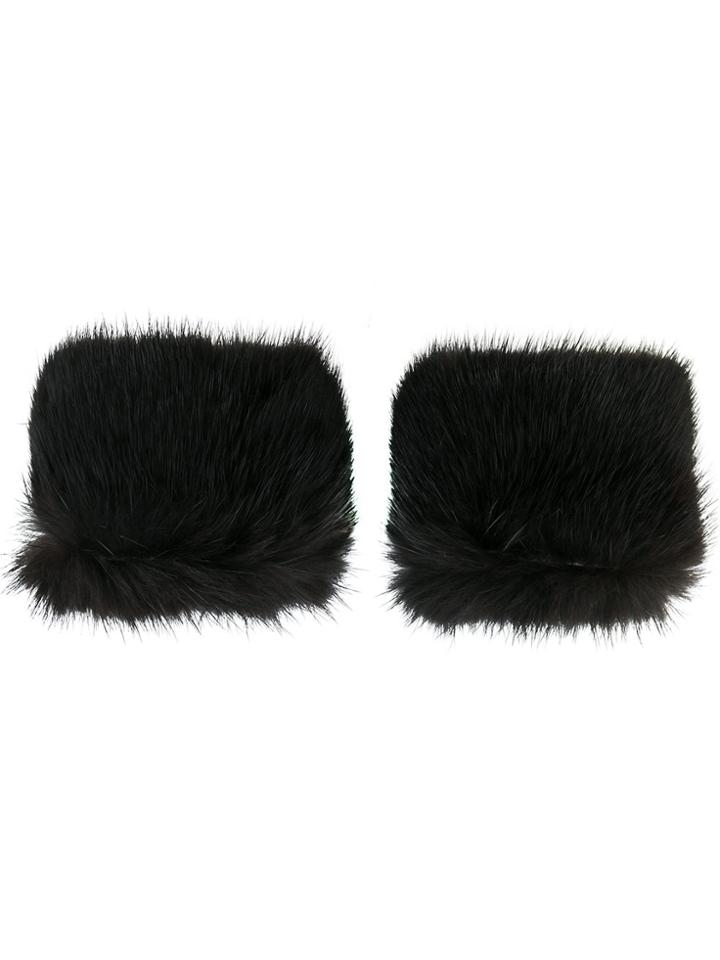 N.peal Fur Wristbands - Black