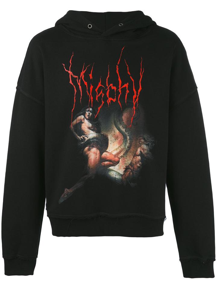 Misbhv - Printed Distressed Hoodie - Men - Cotton - M, Black, Cotton