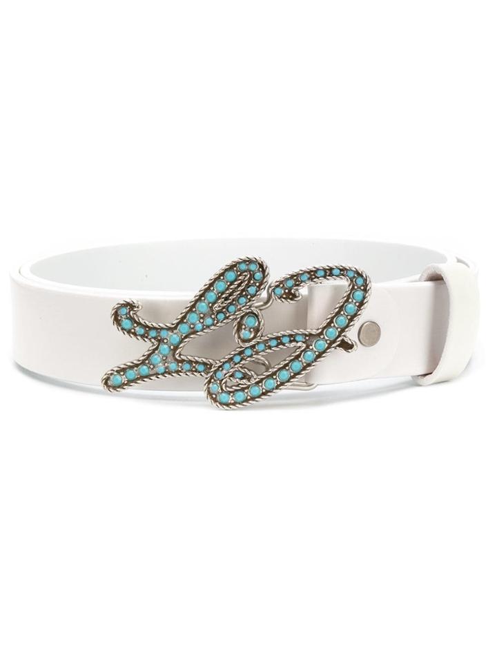 Liu Jo Jewel Embellished Buckle Belt - White
