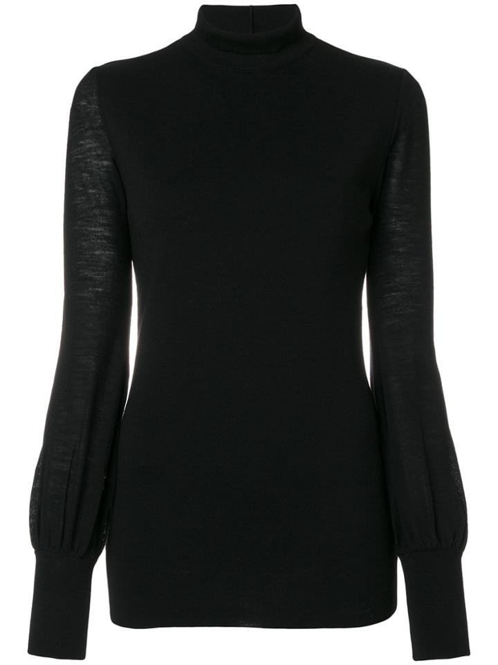 Erika Cavallini Semi Sheer Sleeve Top - Black