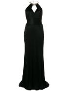 Roberto Cavalli Embellished Halterneck Gown - Black