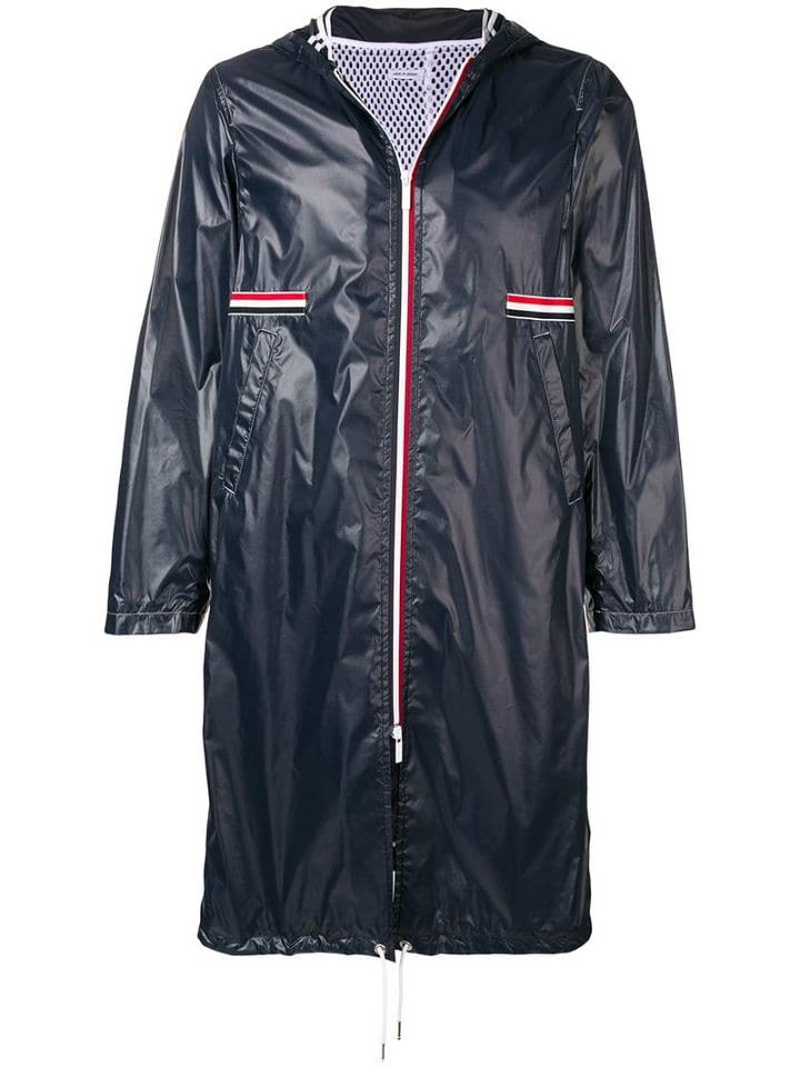 Thom Browne Grosgrain Tab Satin Tech Parka - Blue