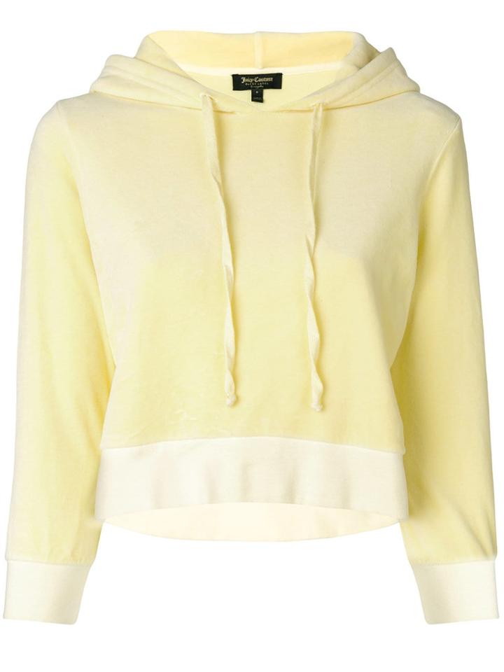 Juicy Couture Velour Shrunken Hooded Pullover - Yellow & Orange