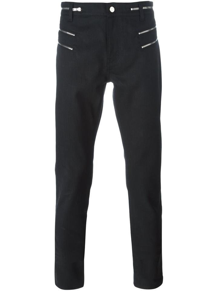 Saint Laurent Zip Detail Jeans, Men's, Size: 30, Black, Cotton/spandex/elastane