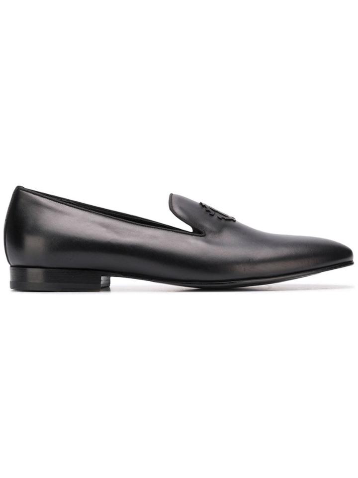 Roberto Cavalli Logo Appliqué Slippers - Black