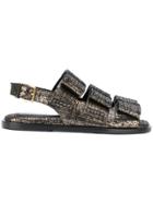 Marni Fusbett Distressed Metallic Sandals - Black