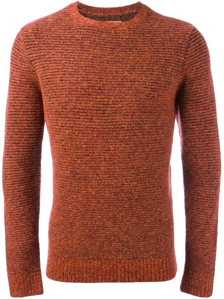Folk Horizontal Rib Jumper, Men's, Size: 5, Yellow/orange, Nylon/spandex/elastane/wool