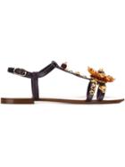 Dolce & Gabbana Embellished Sandals, Women's, Size: 40, Pink/purple, Leather/pvc