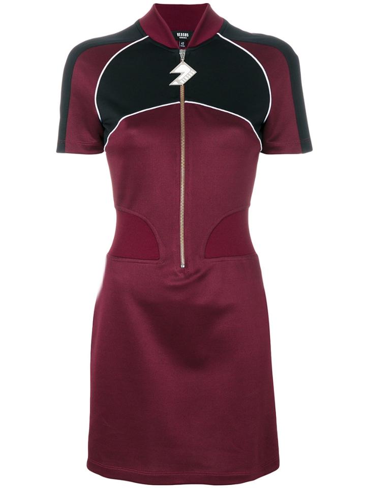 Versus Logo Plaque Zipped Dress - Pink & Purple