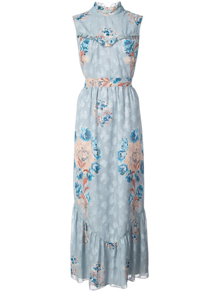 Anna Sui Floral Print Maxi Dress - Blue