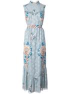 Anna Sui Floral Print Maxi Dress - Blue