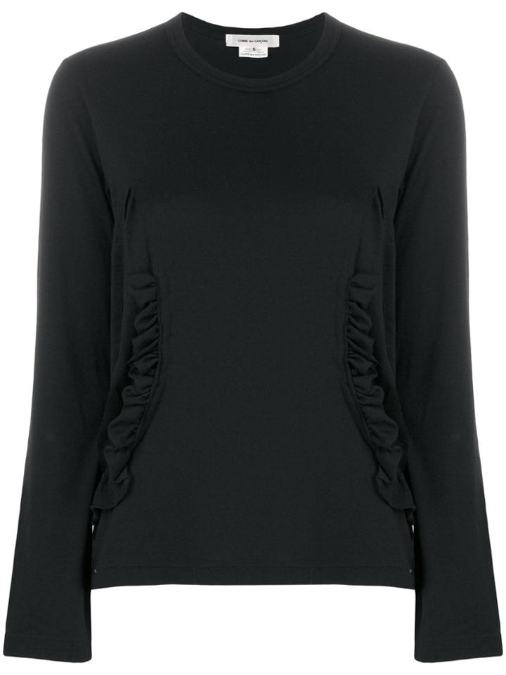 Comme Des Garçons Ruffled Detail Knitted Top - Black