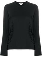 Comme Des Garçons Ruffled Detail Knitted Top - Black