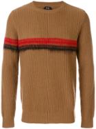 No21 Ribbed Stripe Embellished Sweater - Brown