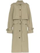 Rejina Pyo Long Sleeve Cotton Blend Belted Trench Coat - Green