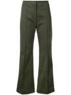 Derek Lam Cropped Flare Cotton Twill Jean Trouser With Pintuck Details