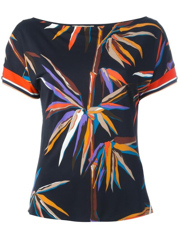 Emilio Pucci Floral Print T-shirt, Women's, Size: 44, Black, Viscose/silk