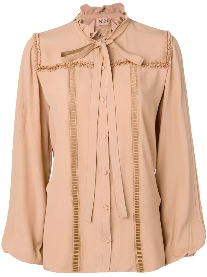 Nº21 Pussy Bow Shirt - Neutrals