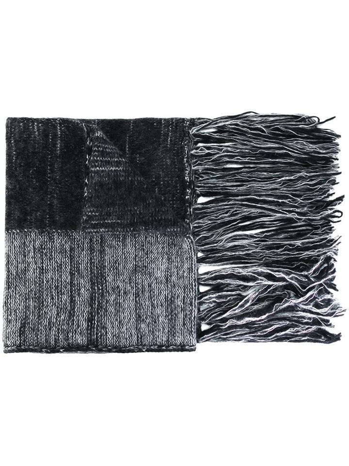 Ilaria Nistri Fringed Striped Scarf, Women's, Grey, Silk/polyamide/mohair/merino