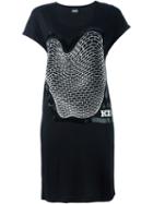 Ktz Brick Print Sleevless Dress, Women's, Size: Xs, Black, Rayon
