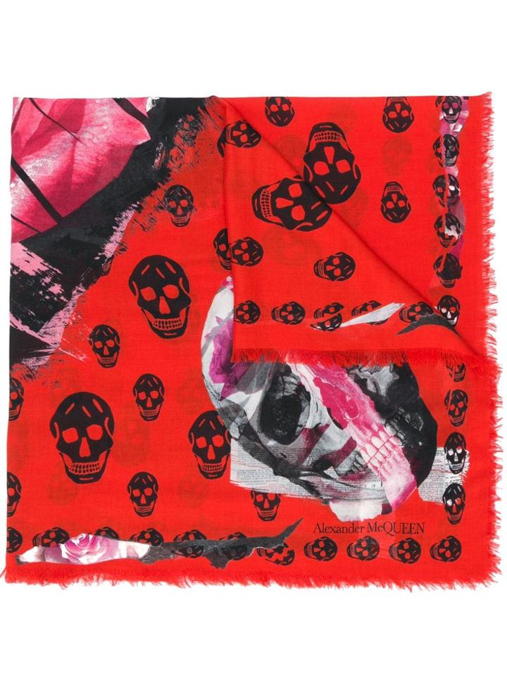 Alexander Mcqueen Skull Printed Scarf - Pink