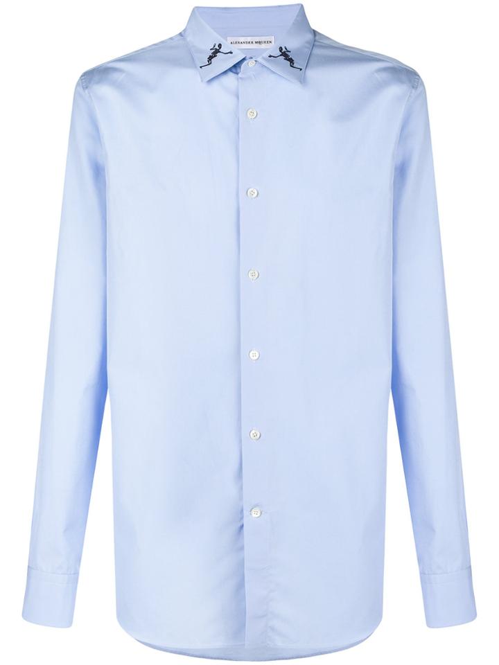 Alexander Mcqueen Skeleton Embroidered Shirt - Blue