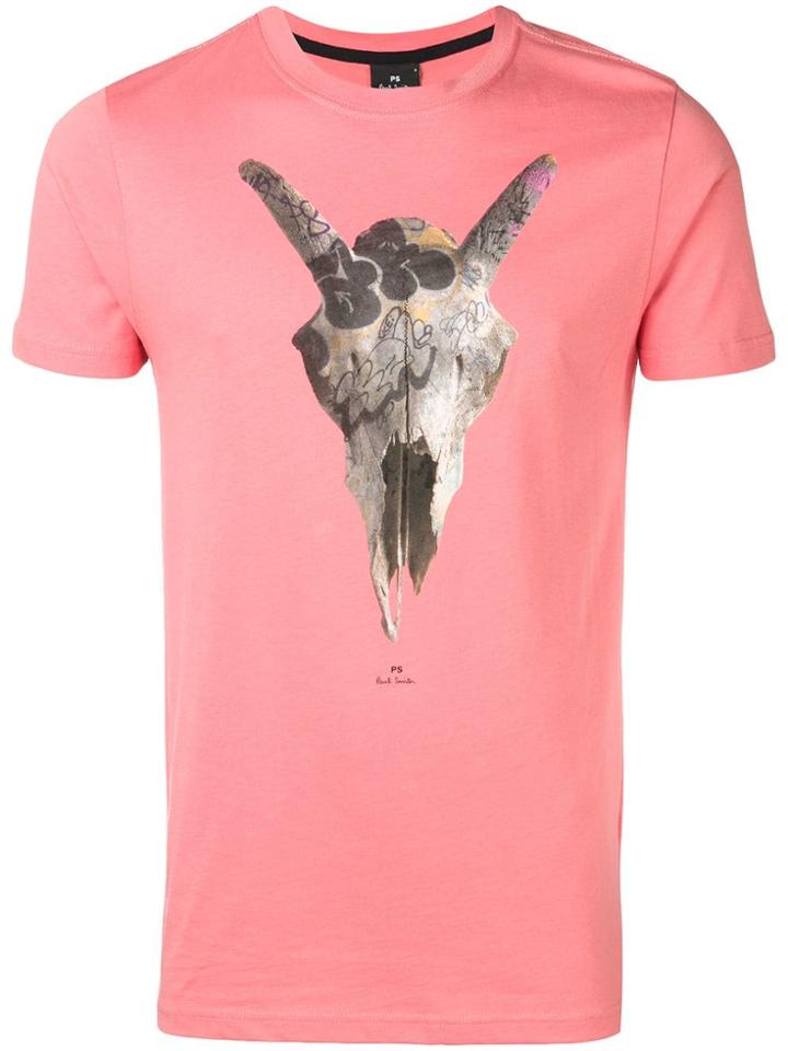 Ps By Paul Smith 'graffiti Skull' Print T-shirt - Pink