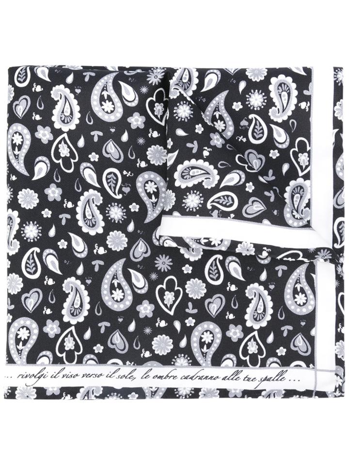 Fefè Paisley Print Pocket Square - Black
