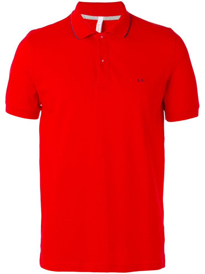 Sun 68 Contrast Logo Polo Shirt - Red