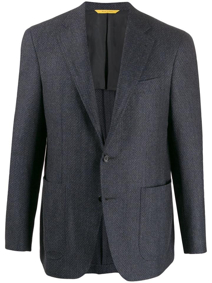 Canali Geometric Woven Blazer - Blue
