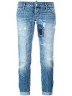 Dsquared2 Pat Jeans, Women's, Size: 44, Blue, Cotton/polyester/calf Leather
