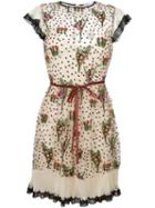 Red Valentino - Floral Print Dress - Women - Polyester/polyamide - 42, Nude/neutrals, Polyester/polyamide