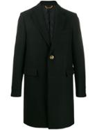 Versace Single-breasted Mid-length Coat - Black
