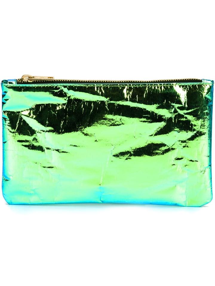 Zilla Glossy Iridescent Zip Purse - Green