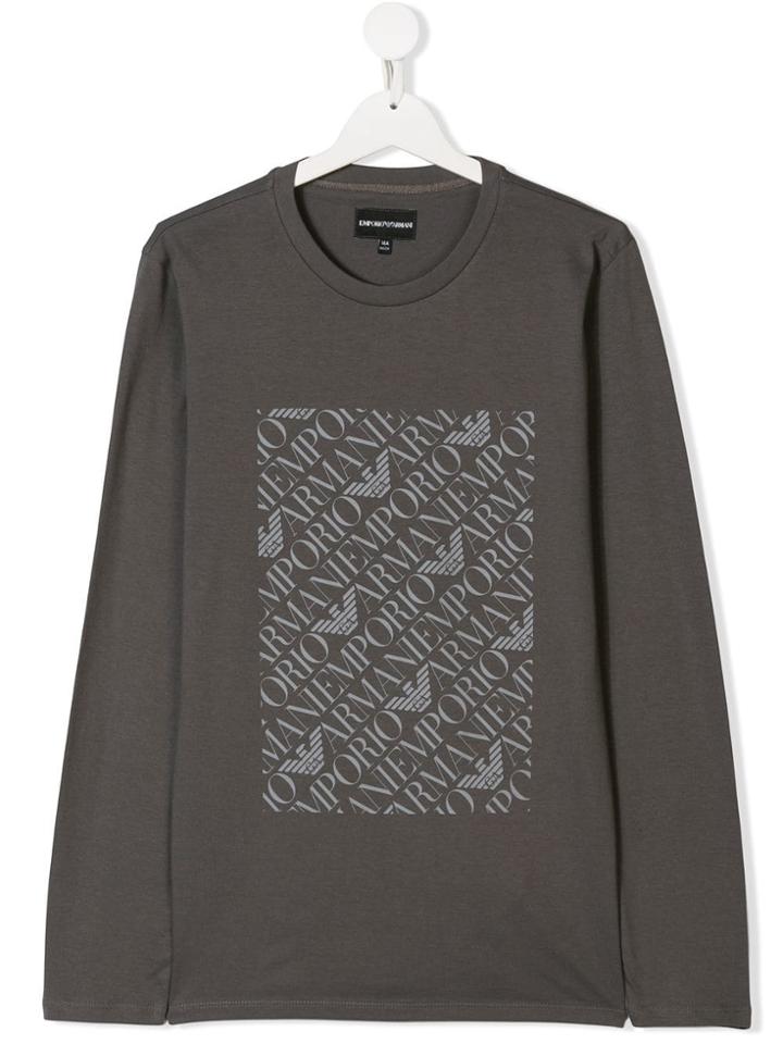 Emporio Armani Kids Blocked Logo Tee - Grey