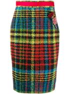 Cavalli Class Tartan Pencil Skirt - Black