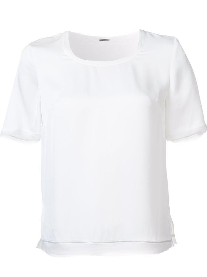 Elie Tahari Scoop Neck T-shirt, Women's, Size: Large, White, Silk