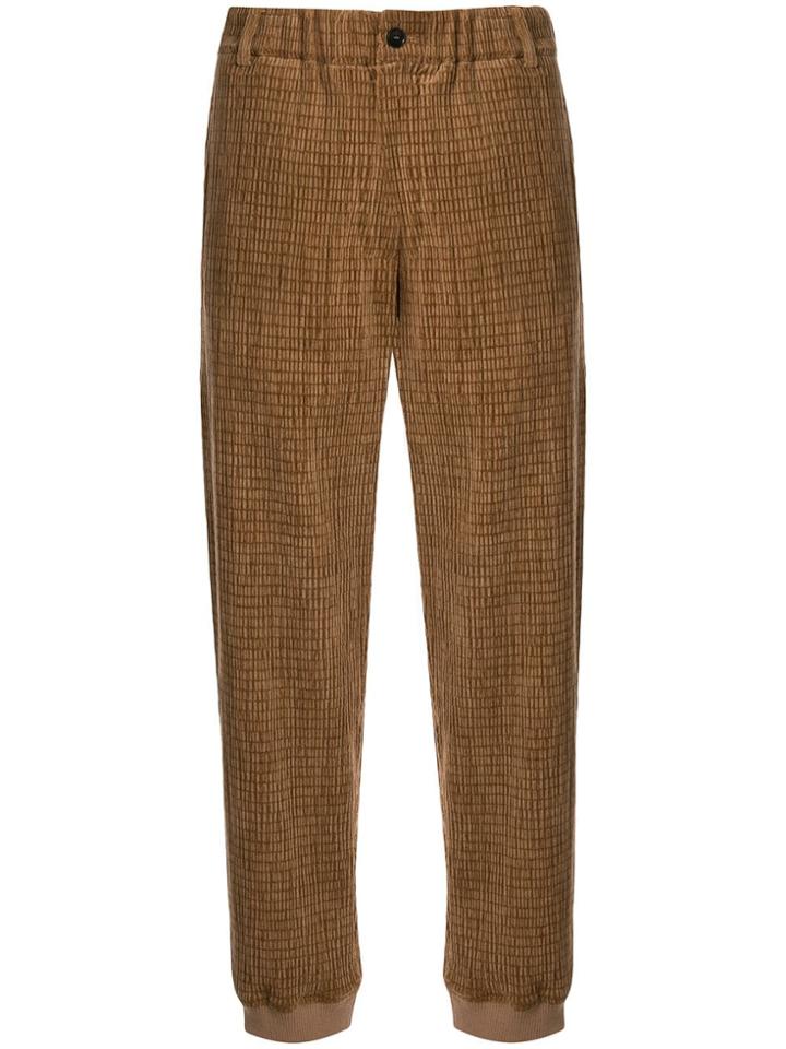 Giorgio Armani Textured Straight Leg Trousers - Brown