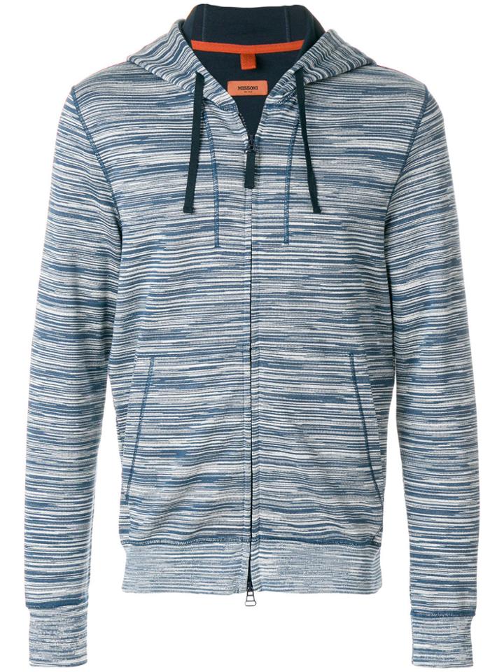 Missoni Patterned Zip Hoodie - Blue