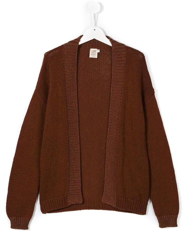 Caffe' D'orzo Open Front Knitted Cardigan, Girl's, Size: 16 Yrs, Brown