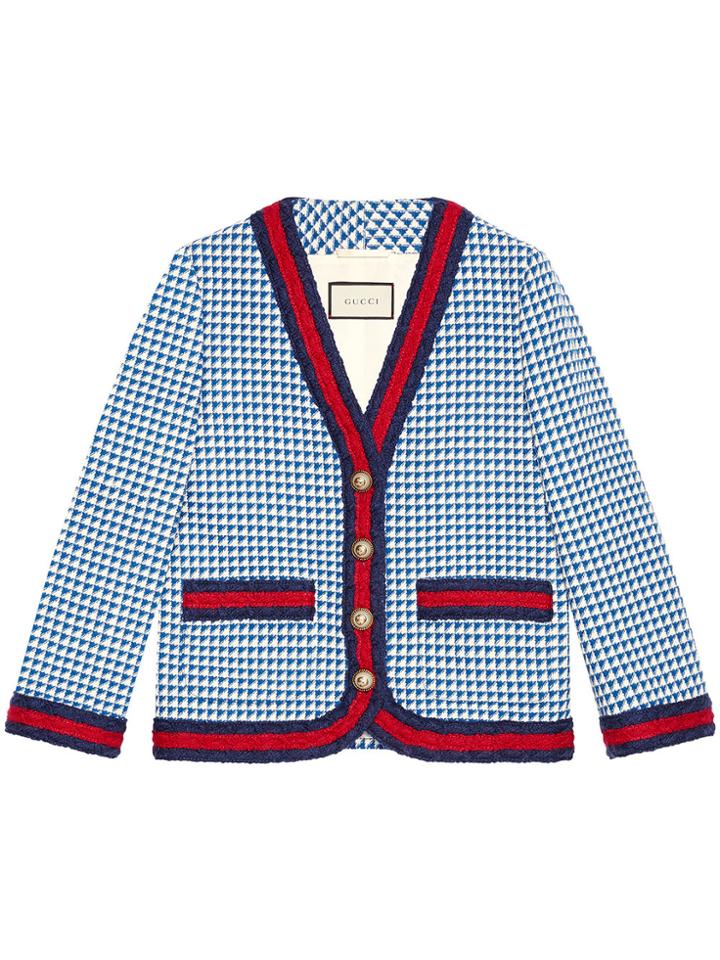 Gucci Wool Jacket With Web - Blue