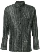 Issey Miyake Men Striped Pleated Shirt - Green