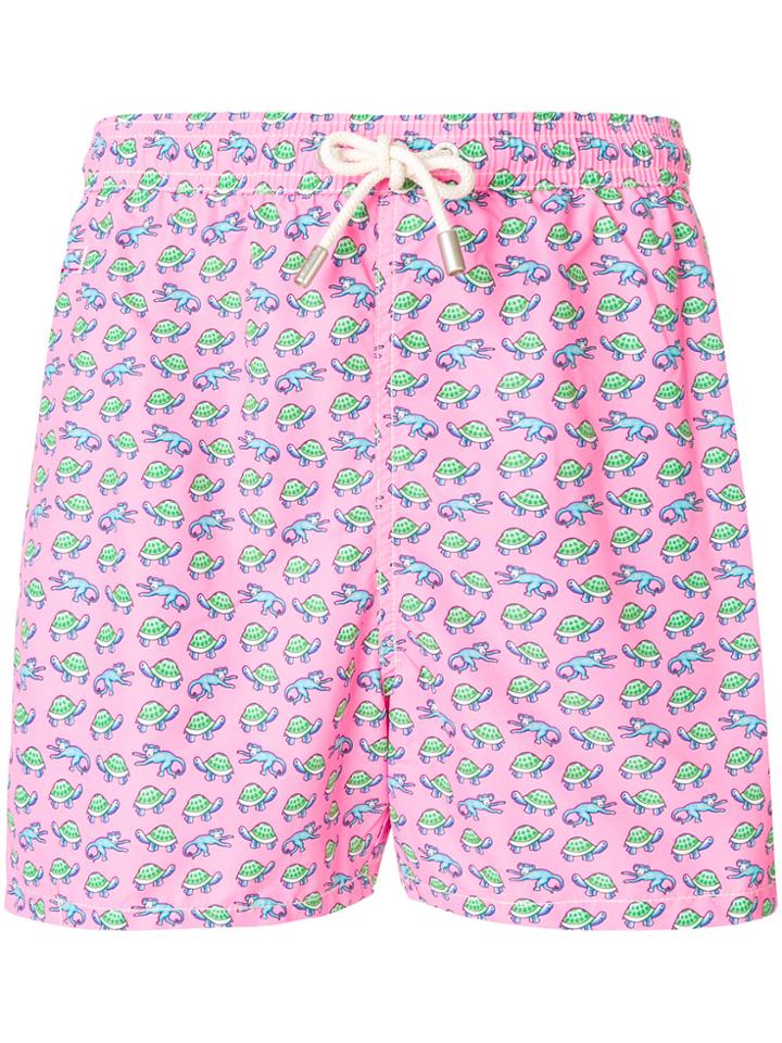 Mc2 Saint Barth Turtles Monkeys Swim Shorts - Pink & Purple