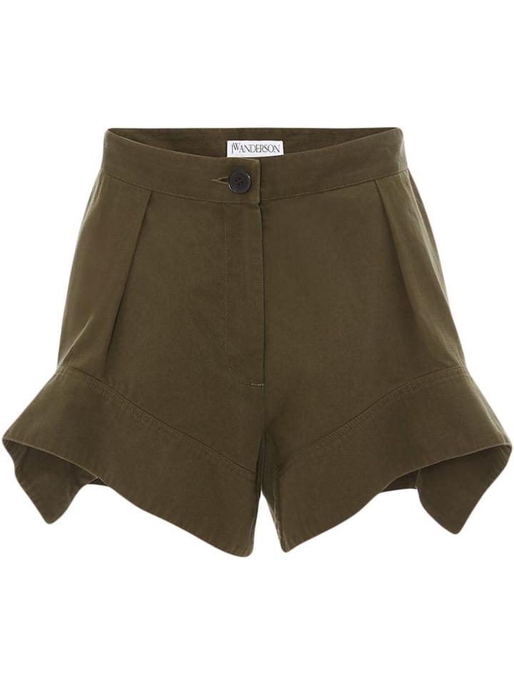 Jw Anderson Khaki Chino Curved Hem Shorts - Green