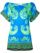 Versace Collection Structured Greek-key Blouse - Blue