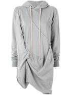 Rick Owens Drkshdw Asymmetric Gathered Front Hoodie - Grey