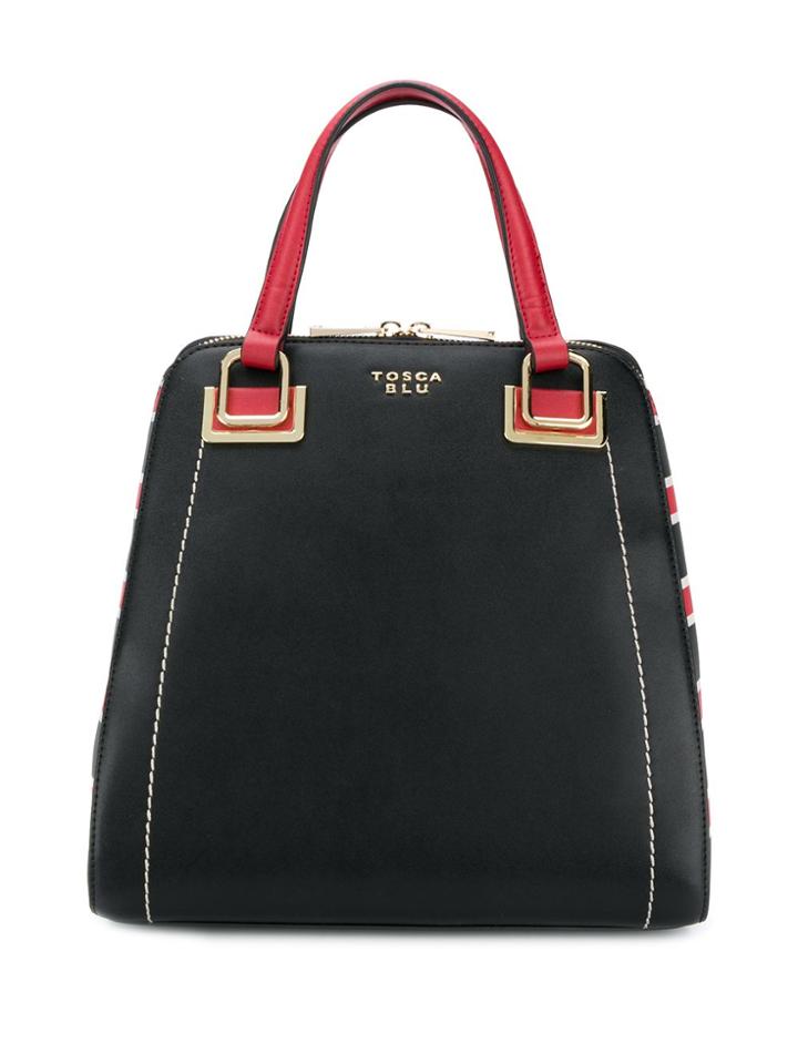 Tosca Blu Contrast Stitching Backpack - Black